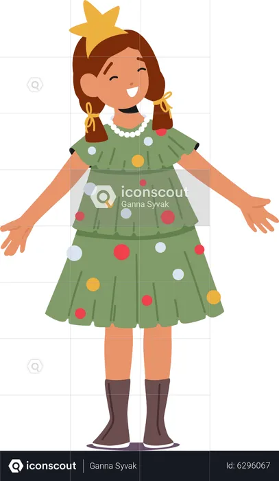 Child in Fir-Tree Costume  Illustration