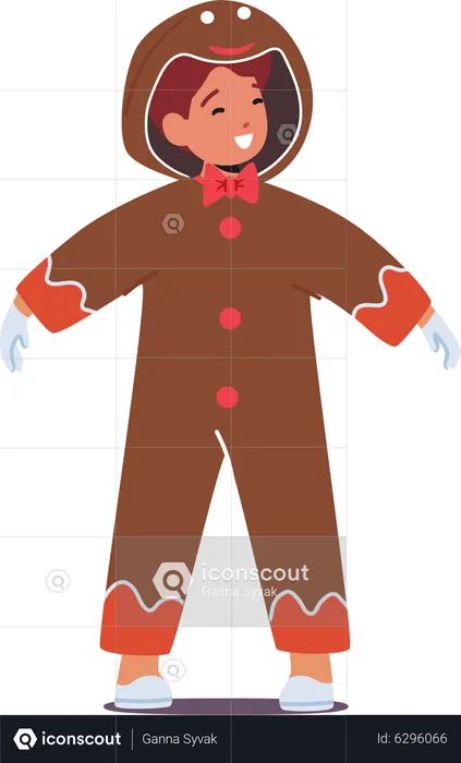 Child in Gingerbread Costume  Illustration