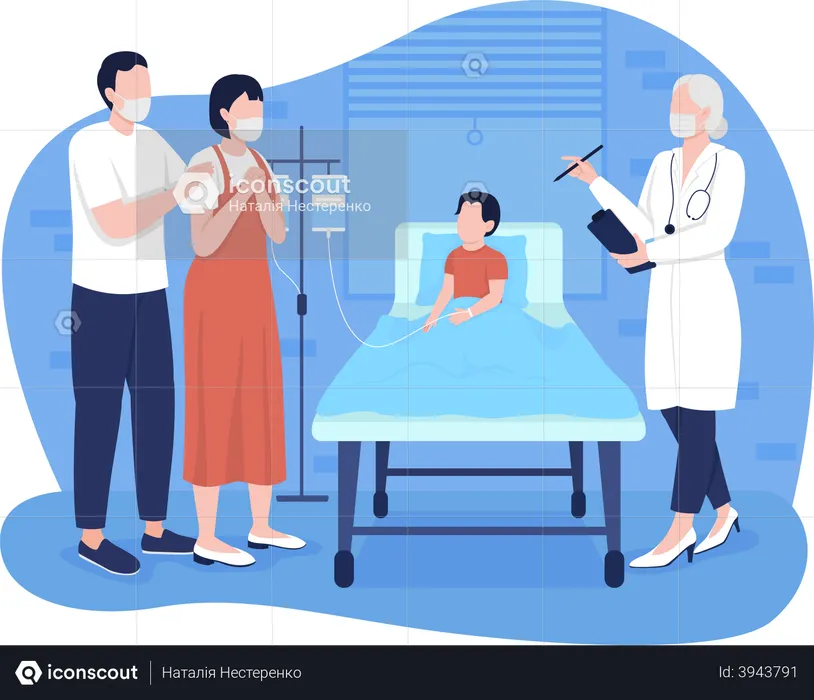 Child in hospital room  Illustration