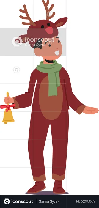 Child in Reindeer Costume  Illustration