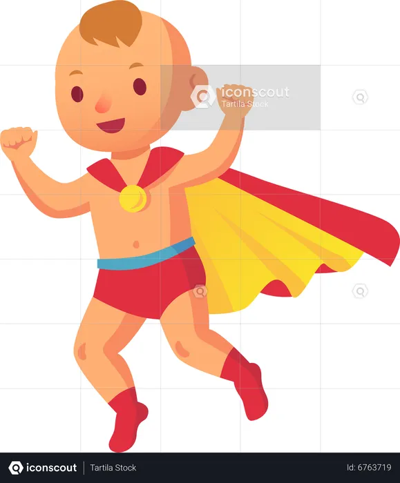 Child In Superhero Costume  Illustration