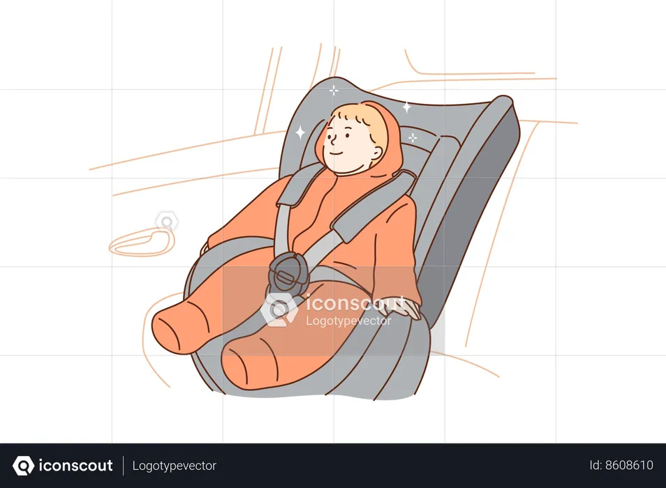 Child is seating on toddler chair  Illustration