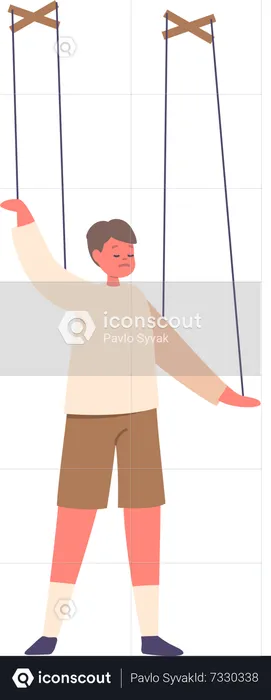 Child Marionette Character Suspended By Strings  Illustration