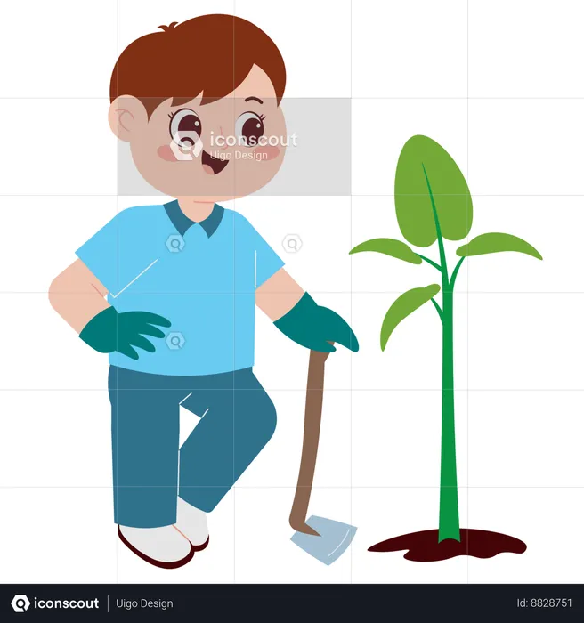 Child Planting Tree  Illustration