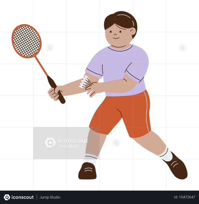 Child Playing Badminton Sport Game  Illustration