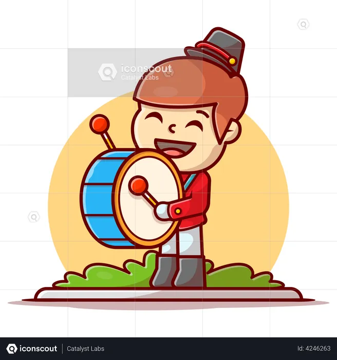 Child playing drum  Illustration