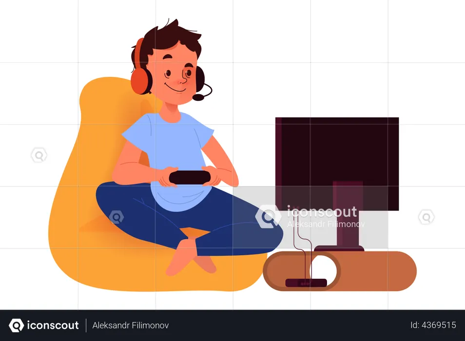 Child playing video game  Illustration