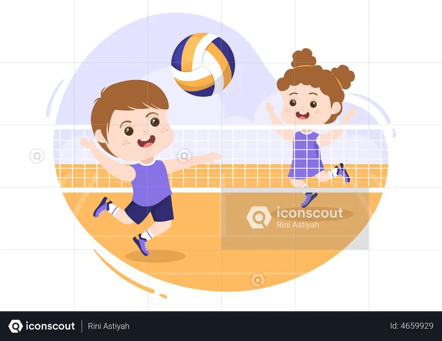 Child playing volleyball  Illustration