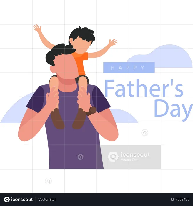 Child playing with his father  Illustration