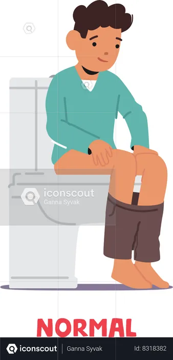 Child Sits Comfortably On Toilet  Illustration