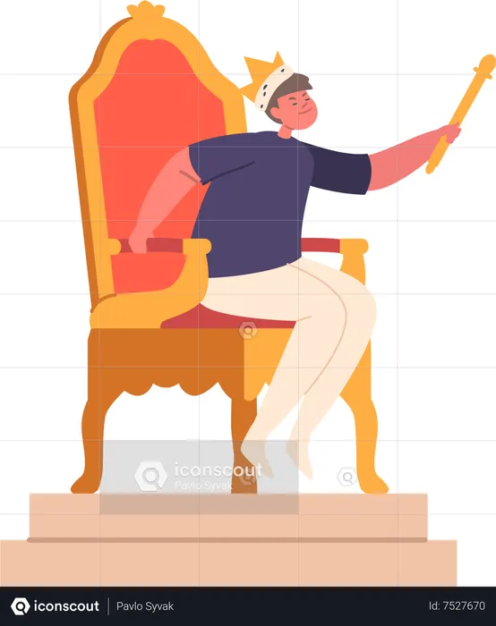 Child Sitting On Majestic Throne  Illustration