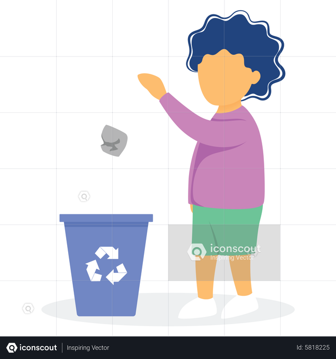 Best Premium Child throwing waste in dustbin Illustration download in ...