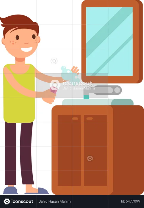 Child washing hand  Illustration
