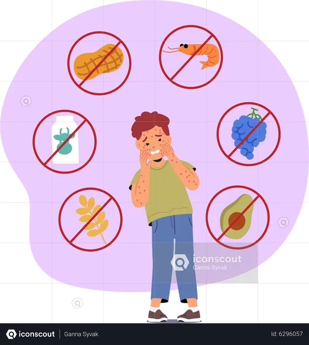 Child With Food Allergy Symptoms  Illustration
