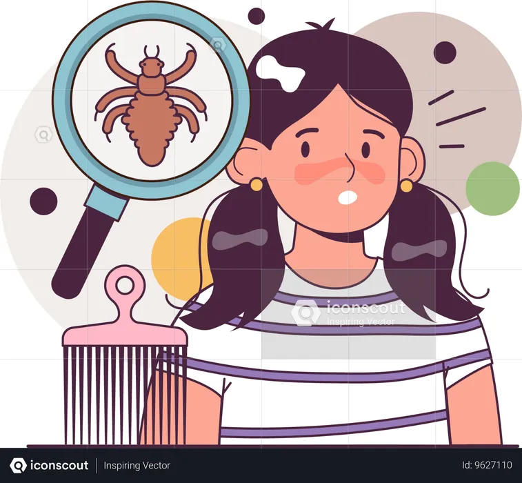 Child with parasites  Illustration