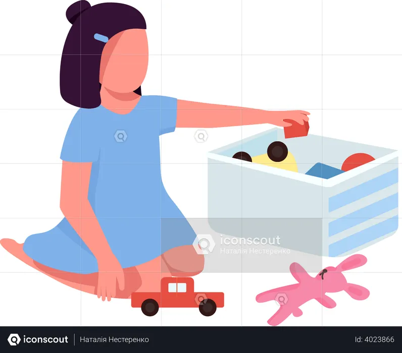 Child with toy box  Illustration