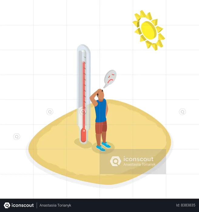 Children are sad because of extreme hot temperature  Illustration