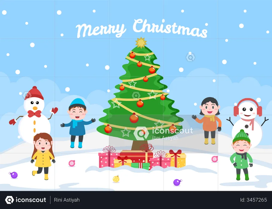 Children celebrating christmas  Illustration