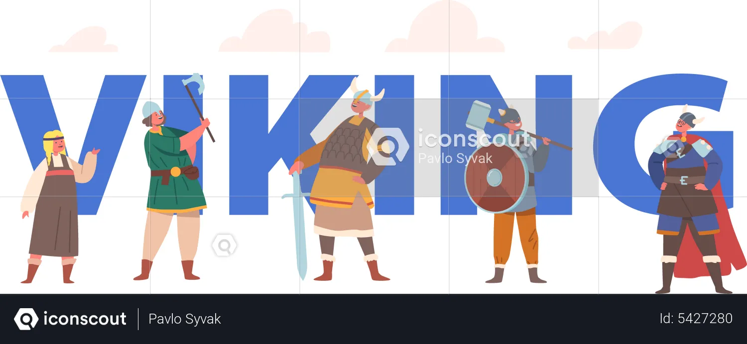 Children dressed as vikings  Illustration