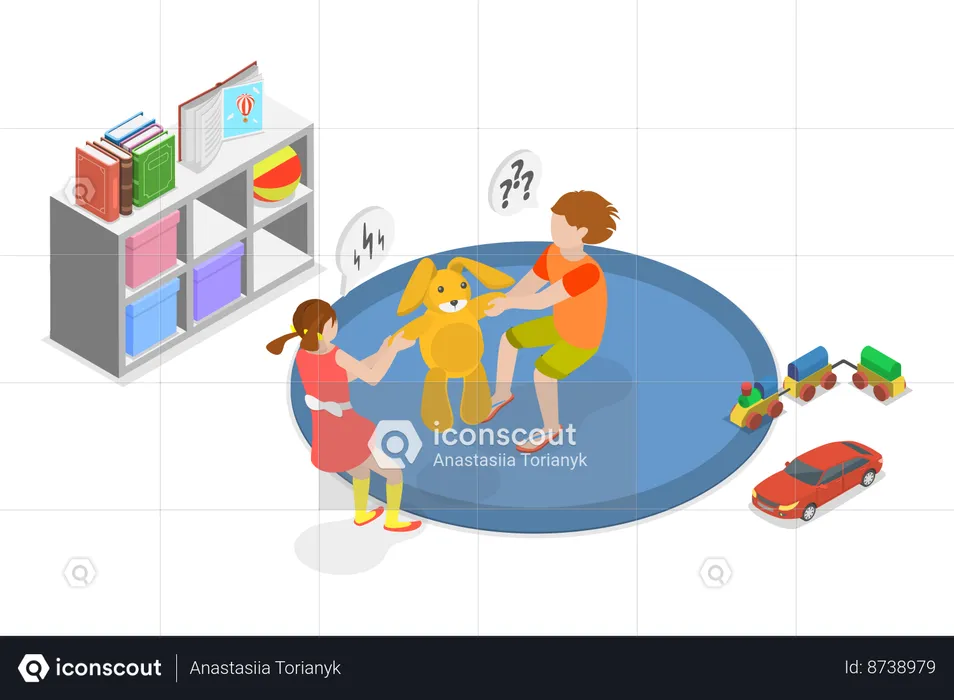 Children Fighting for toy  Illustration