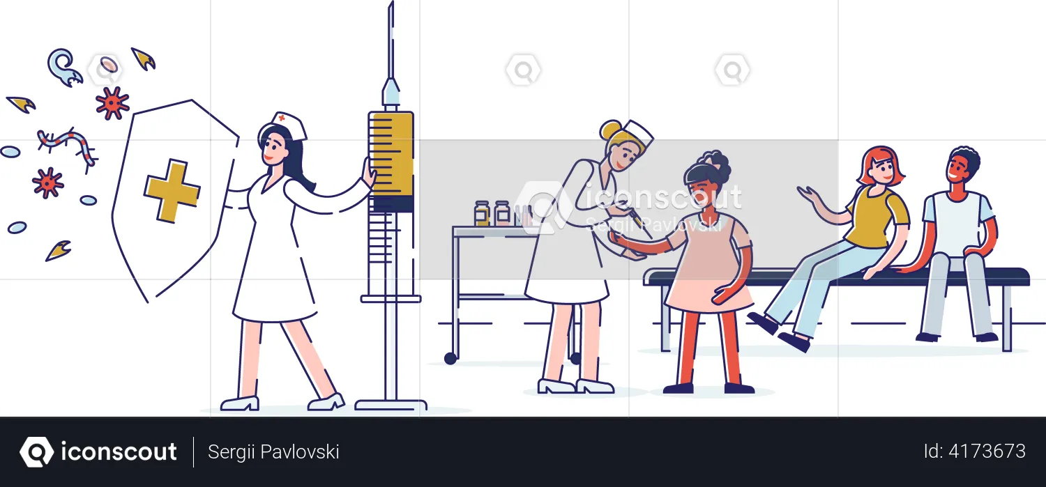 Children healthcare security  Illustration