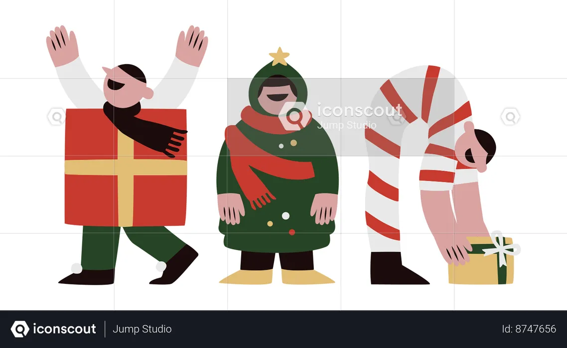 Children in Christmas Costumes  Illustration