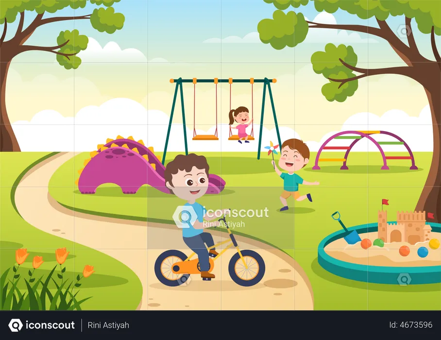 Children in Playground  Illustration