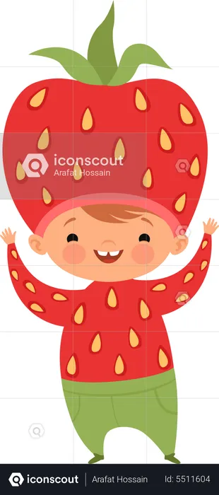 Children In Strawberry Costumes  Illustration