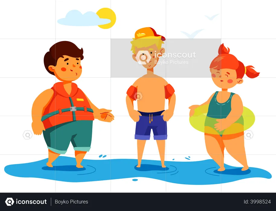 Children on the beach  Illustration