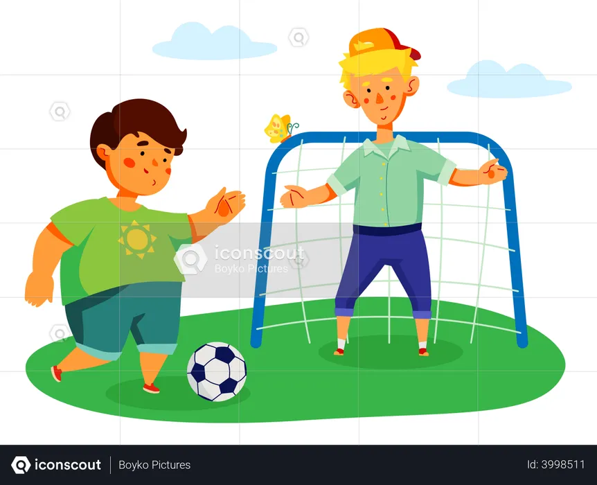 Children playing football  Illustration