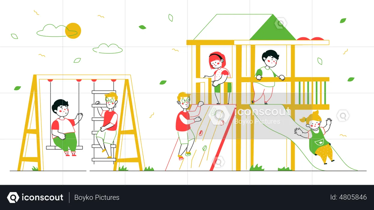 Children playing in playground  Illustration