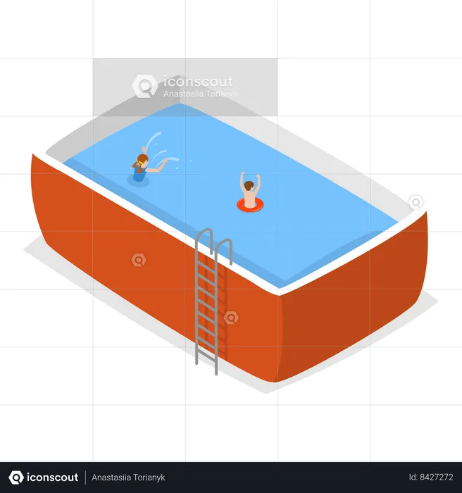 Children playing in swimming pool  Illustration