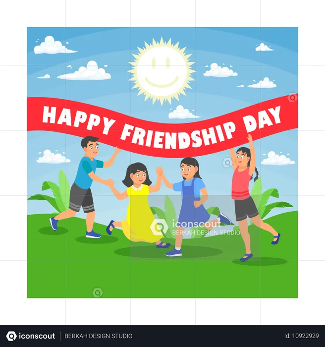 Children playing together on friendship day  Illustration