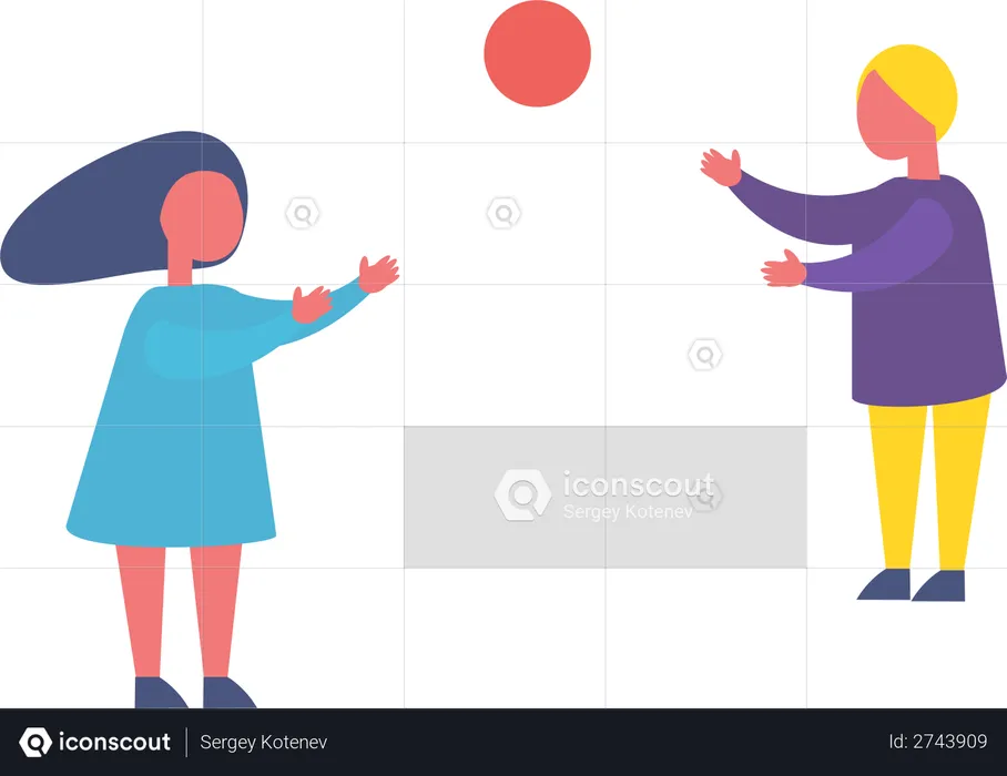 Children Playing with Ball  Illustration