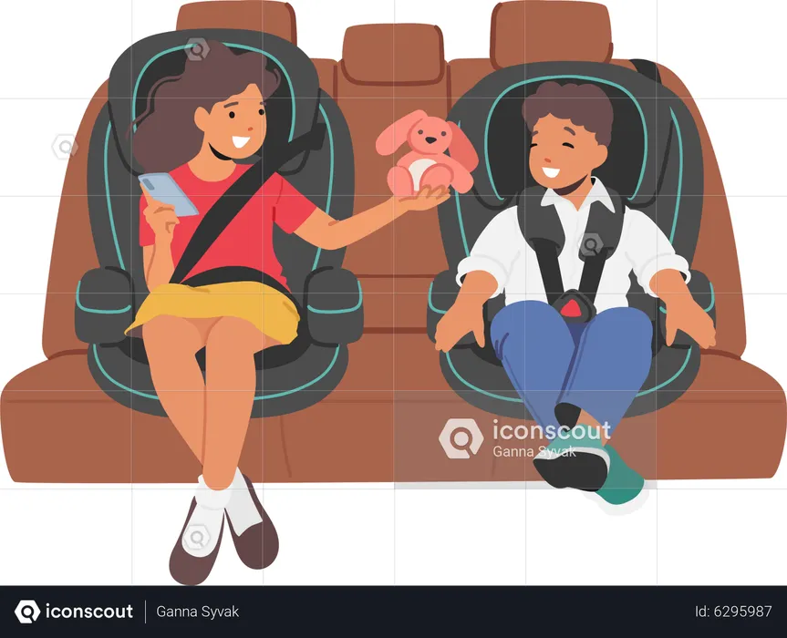 Children Safe in car  Illustration