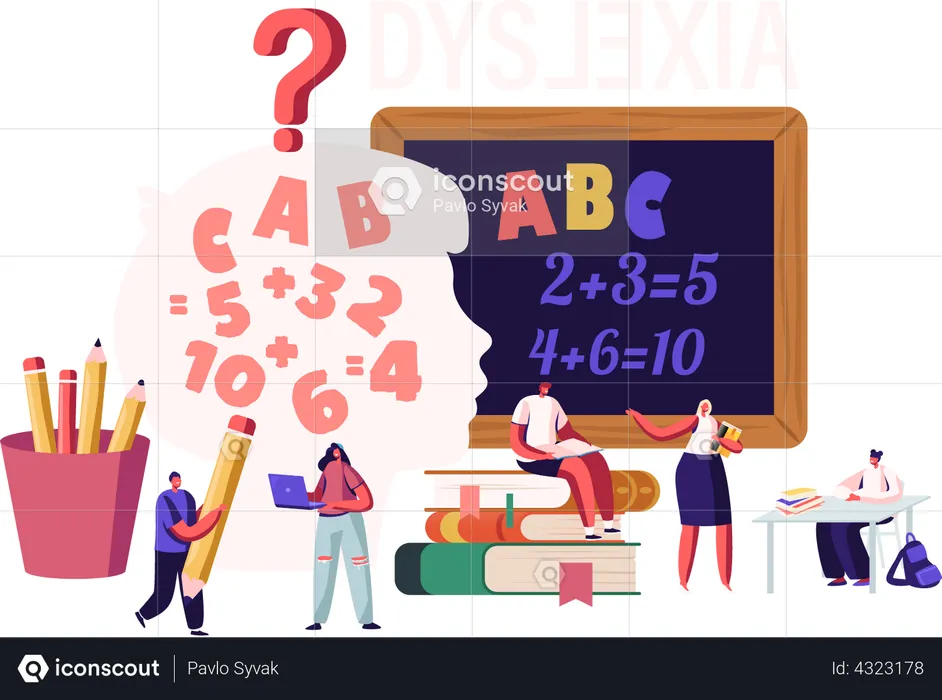 Children with Dyslexia Disorder Study in Special School  Illustration