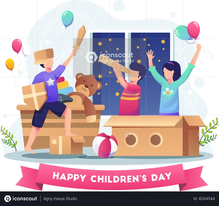 Childrens celebrating party  Illustration