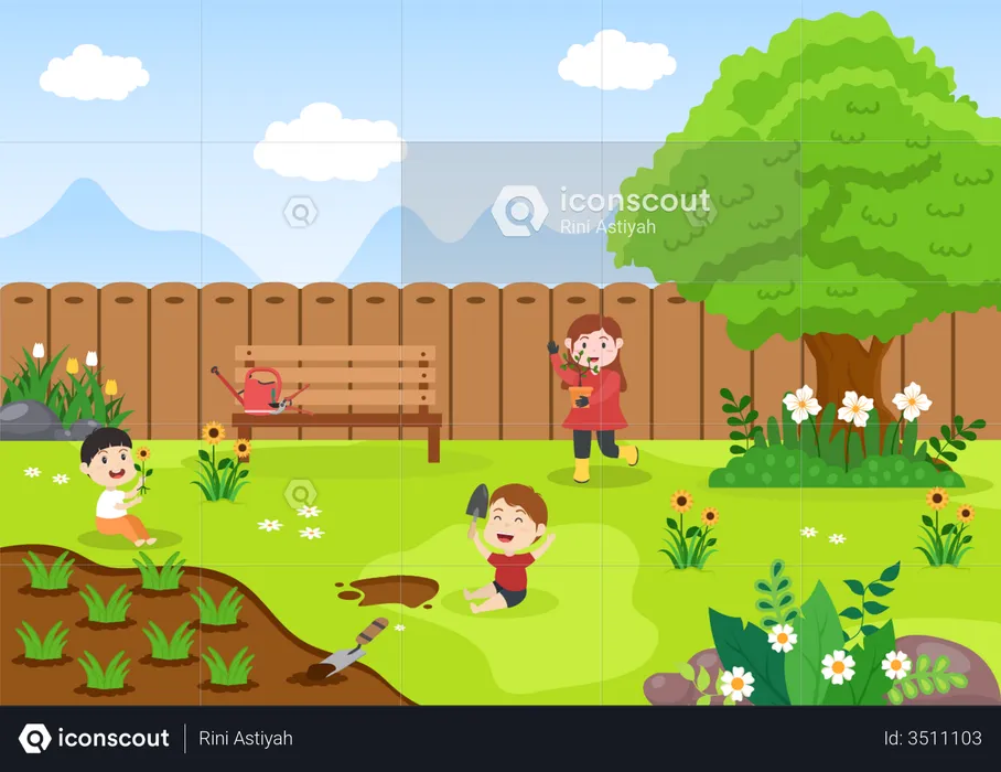 Children's farming  Illustration