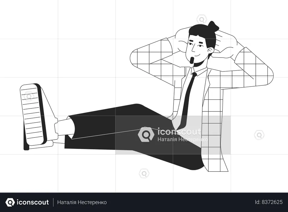 Chilling relaxing caucasian office guy  Illustration