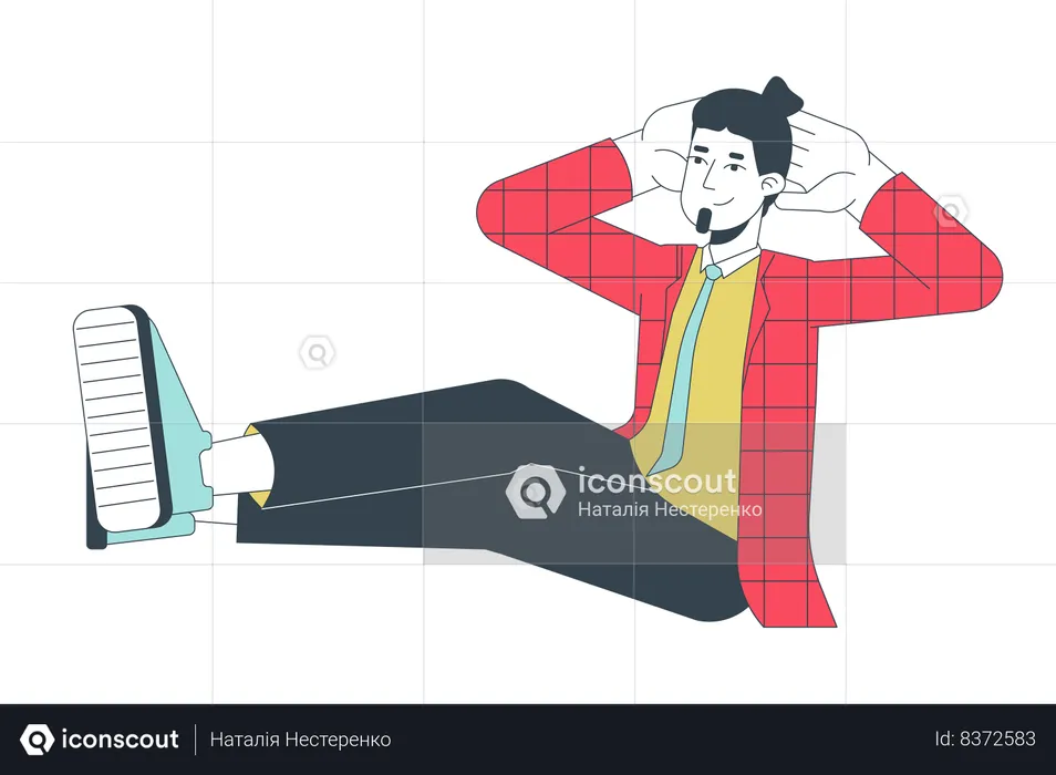 Chilling relaxing caucasian office guy  Illustration