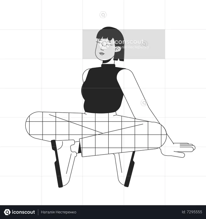 Chilling relaxing young woman wearing plaid trousers  Illustration