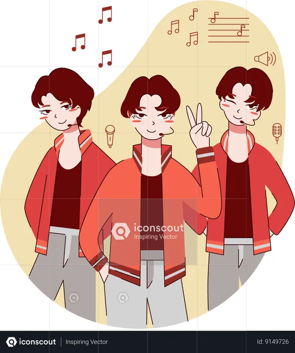 Chinese boys are performing at music concert  Illustration