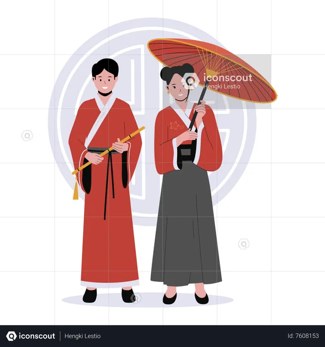 Chinese Couple  Illustration