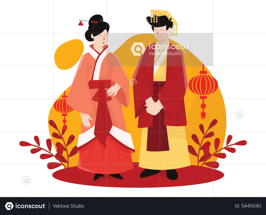 Chinese couple  Illustration