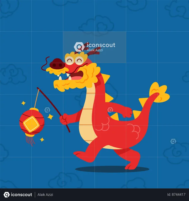 Chinese Dragon holding lantern  Illustration