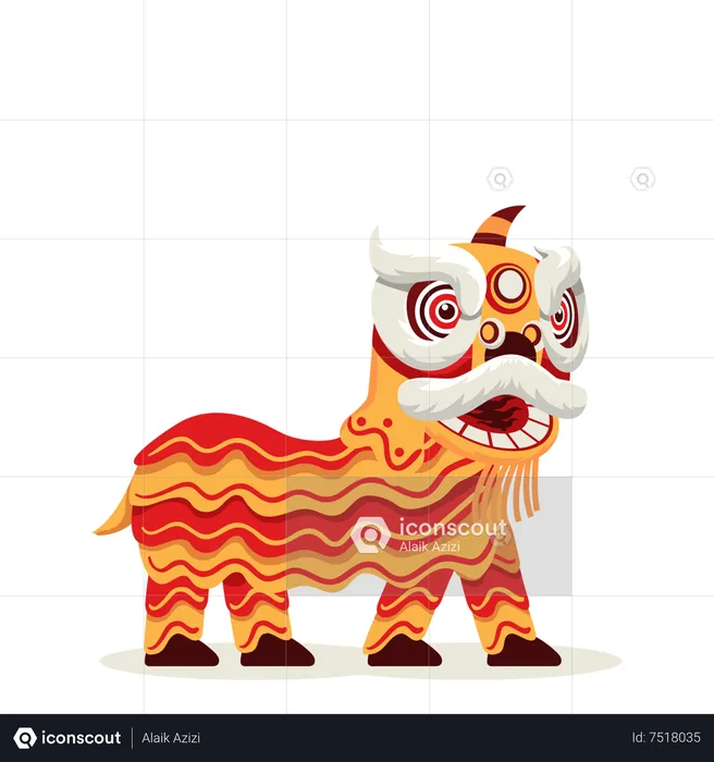 Chinese lion dance performance  Illustration