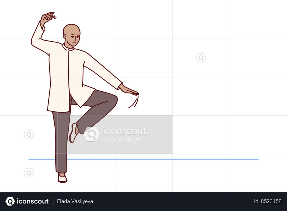 Chinese man practicing martial arts  Illustration