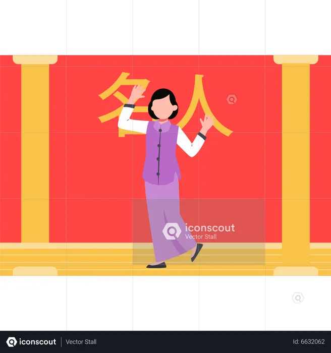 Chinese girl standing  Illustration