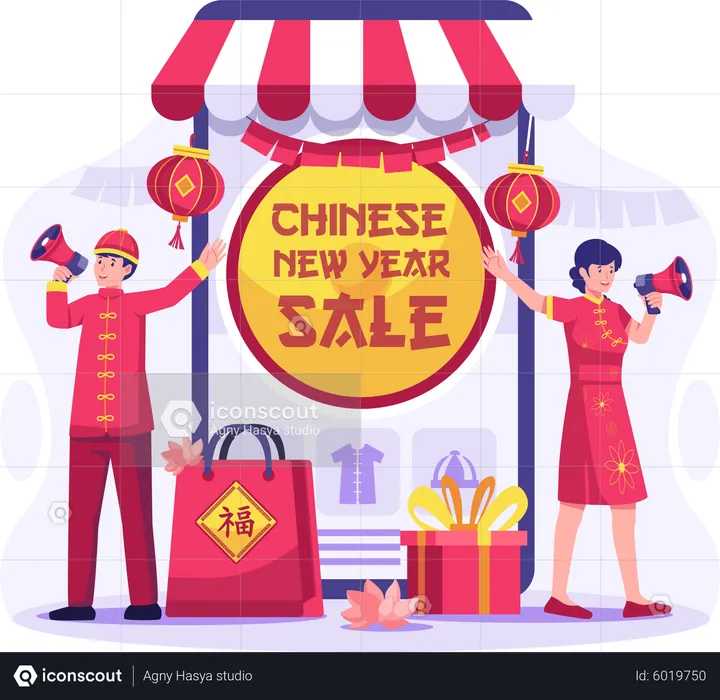 Chinese new year sale  Illustration