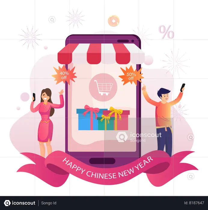 Chinese New Year Shopping  Illustration